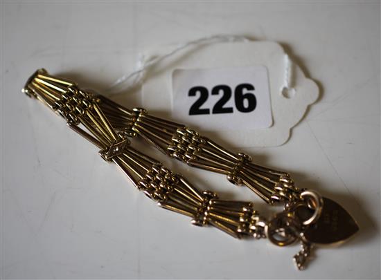 18ct gold and diamond-set bracelet with padlock clasp